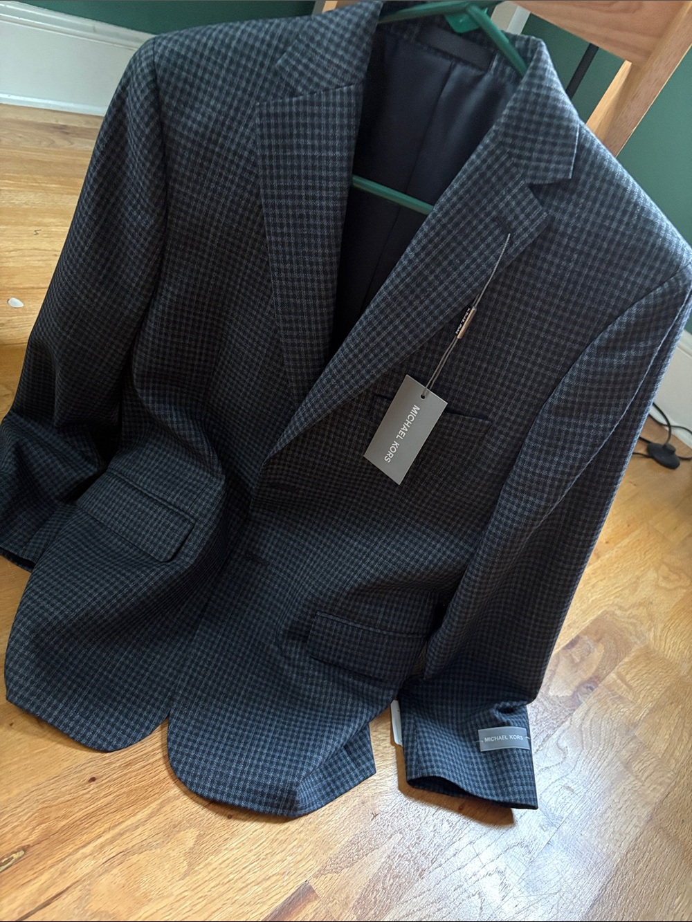 Michael Kors Men's Charcoal Black Micro-Check Blazer